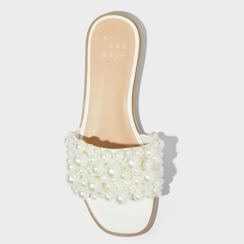 A New Day - Women's Nylah Pearl Slide Sandals - A New Day Crea Cream - Picture 3 of 4